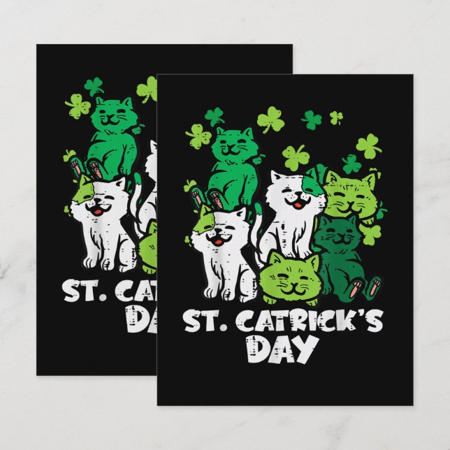 St Patricks Catricks Day Cats Saint Pattys Card (Front/Back)