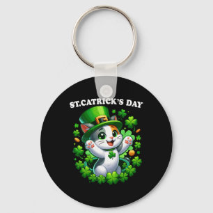 St Patricks Catricks Day Cats Saint Pattys Cat Lov Key Ring
