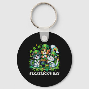 St Patricks Catricks Day Cats Saint Pattys Cat Lov Key Ring
