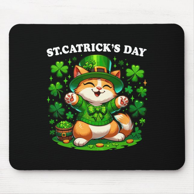 St Patricks Catricks Day Cats Saint Pattys Cat Lov Mouse Pad (Front)