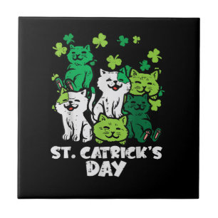 St Patricks Catricks Day Cats Saint Pattys Ceramic Tile