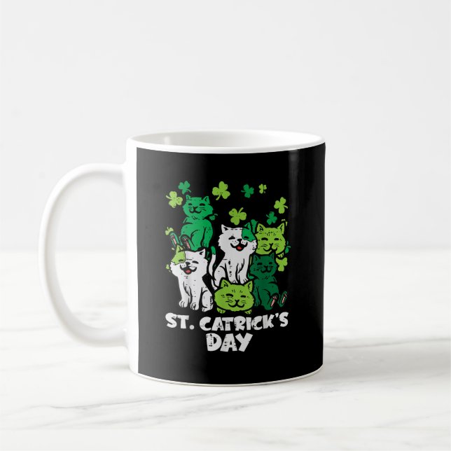 St Patricks Catricks Day Cats Saint Pattys Coffee Mug (Left)