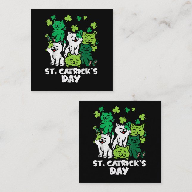 St Patricks Catricks Day Cats Saint Pattys Enclosure Card (Front/Back)