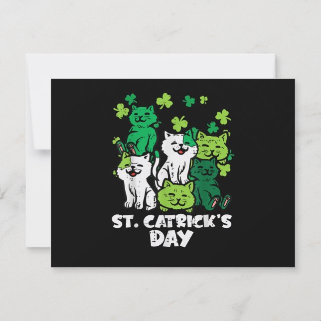 St Patricks Catricks Day Cats Saint Pattys Invitation (Front)