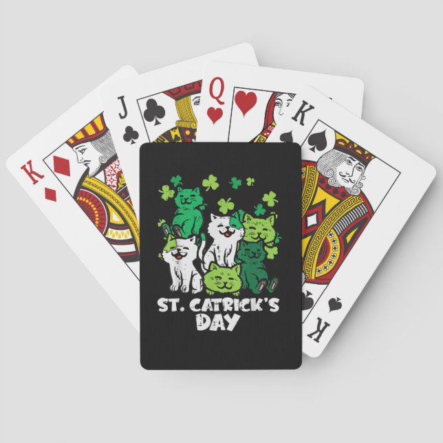 St Patricks Catricks Day Cats Saint Pattys Playing Cards (Back)