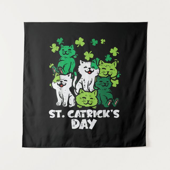 St Patricks Catricks Day Cats Saint Pattys Tapestry (Front)