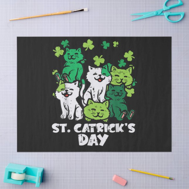 St Patricks Catricks Day Cats Saint Pattys Tissue Paper (Craft)