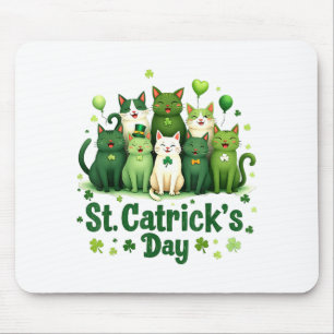 St Patricks Catricks Day Cats Saint Pattys Women G Mouse Pad