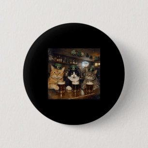 St patricks catricks day funny cats drinking beer 6 cm round badge