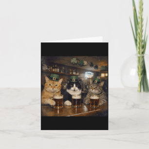 St patricks catricks day funny cats drinking beer card