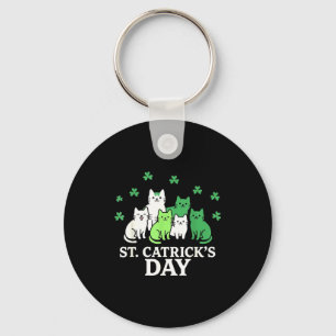 St patricks catricks day funny cats key ring