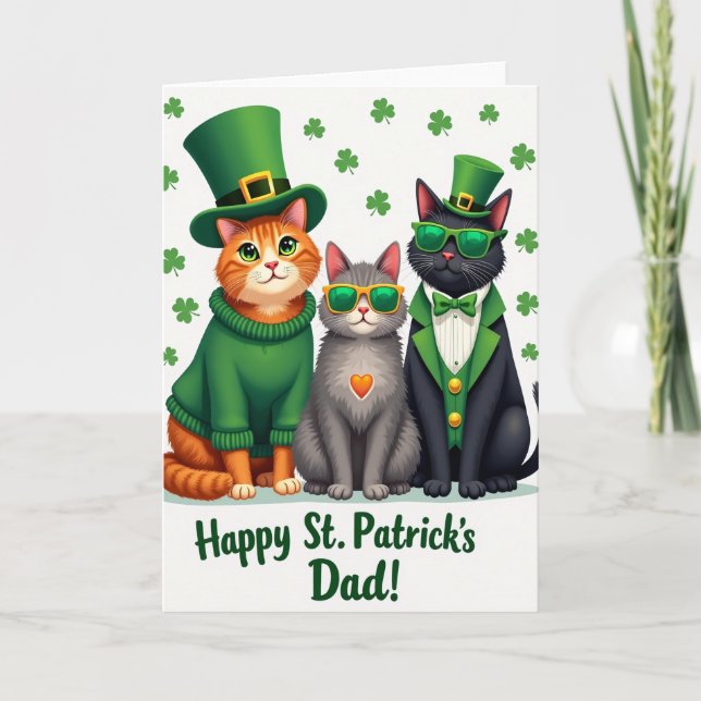 St Patricks Cats Dad Card (Front)
