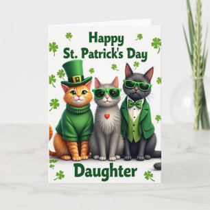 St Patricks Cats Glitter Texture Card