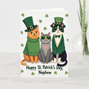 St Patricks Cats Nephew Day Card