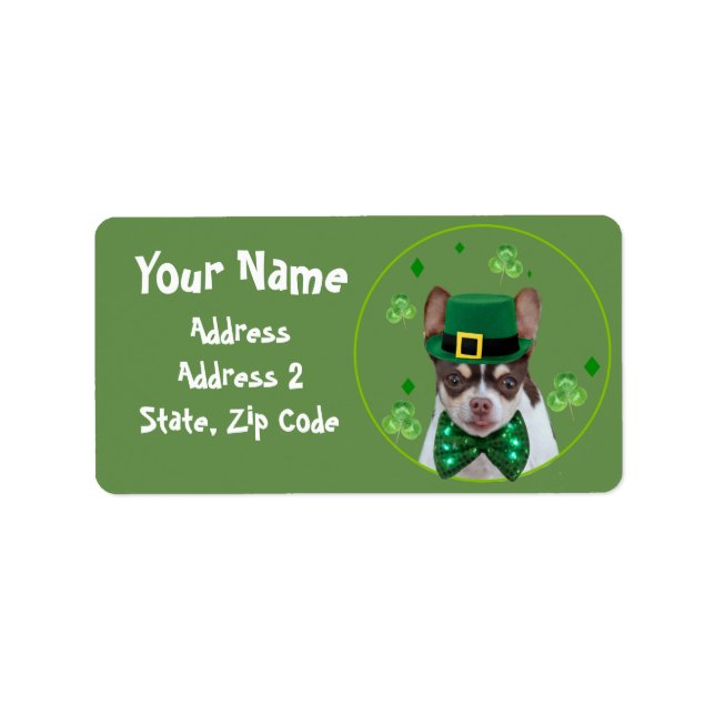 St. Patrick's Chihuahua dog shipping Labels (Front)
