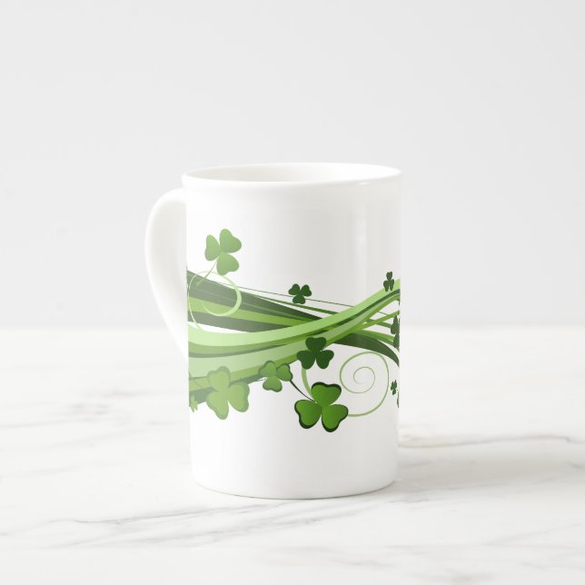 St. Patrick's Clover Bone China Mug (Front Left)