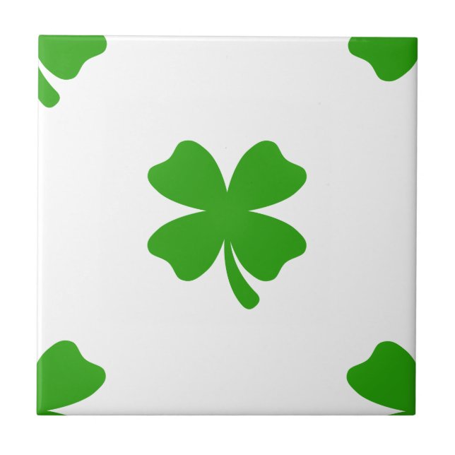 st patricks clover emoji ceramic tile (Front)