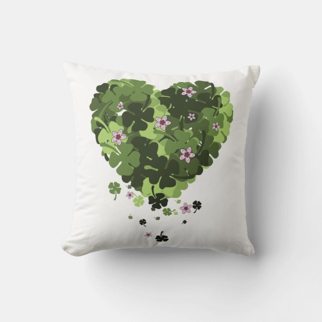 St. Patrick's Clover Heart  Cushion (Front)