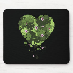 St. Patrick's Clover Heart Mouse Pad