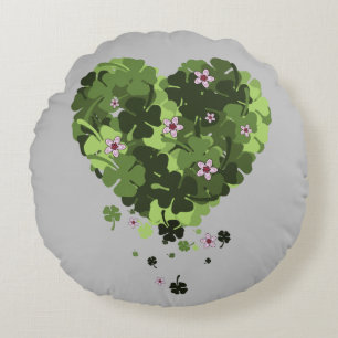 St. Patrick's Clover Heart Round Cushion