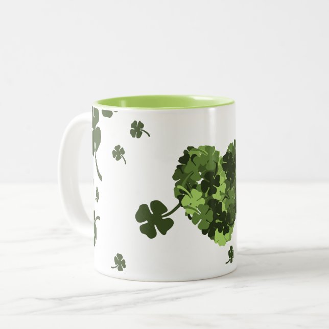 St. Patrick's Clover Heart Two-Tone Coffee Mug (Front Left)