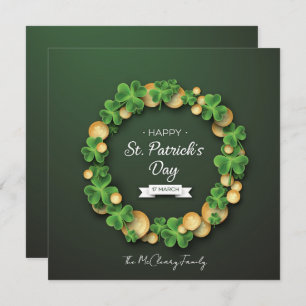 St Patrick's Clover Leaves Coins Holiday Card