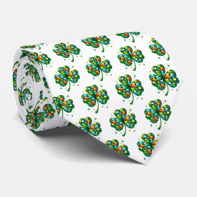 St. Patrick's Clover Men's Tie (Rolled)