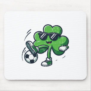 St Patricks Clover Soccer Saint Pattys Footll Boys Mouse Pad