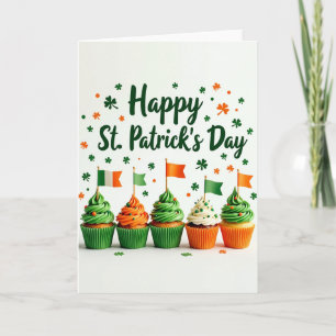 St Patricks Cupcake Glitter Texture Card