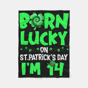 St Patricks Day 14th Birthday Boy Girl 14 Years Ol Fleece Blanket