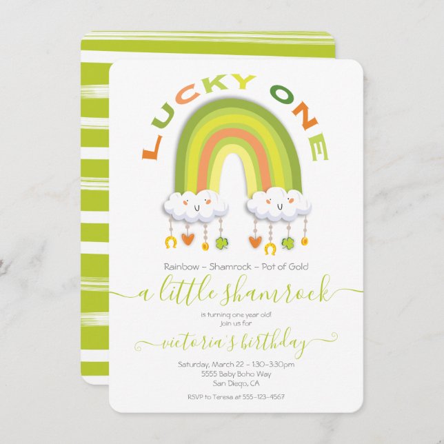 St. Patrick's Day 1st Birthday Lucky One Invitation (Front/Back)