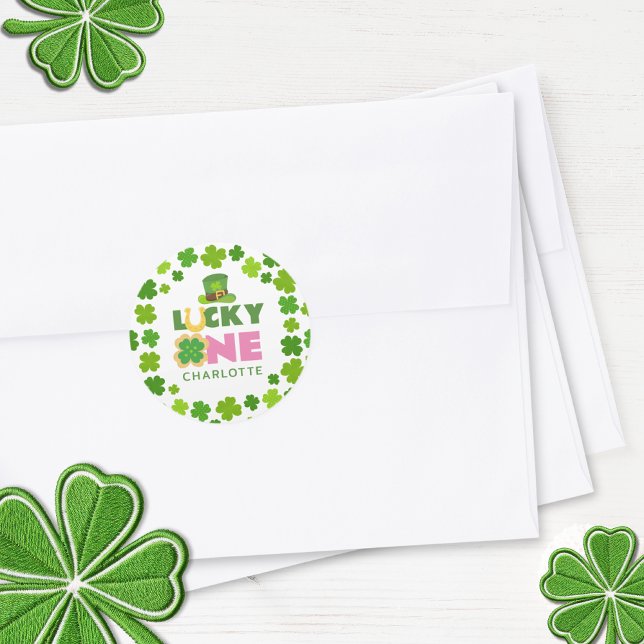 St. Patrick's Day 1st Birthday Lucky One Shamrocks Classic Round Sticker (Creator Uploaded)