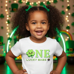 St Patrick's Day 1st Birthday Party Clover Green Baby T-Shirt