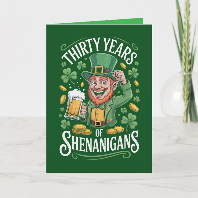 St. Patrick's Day 30th Birthday Card (Front)