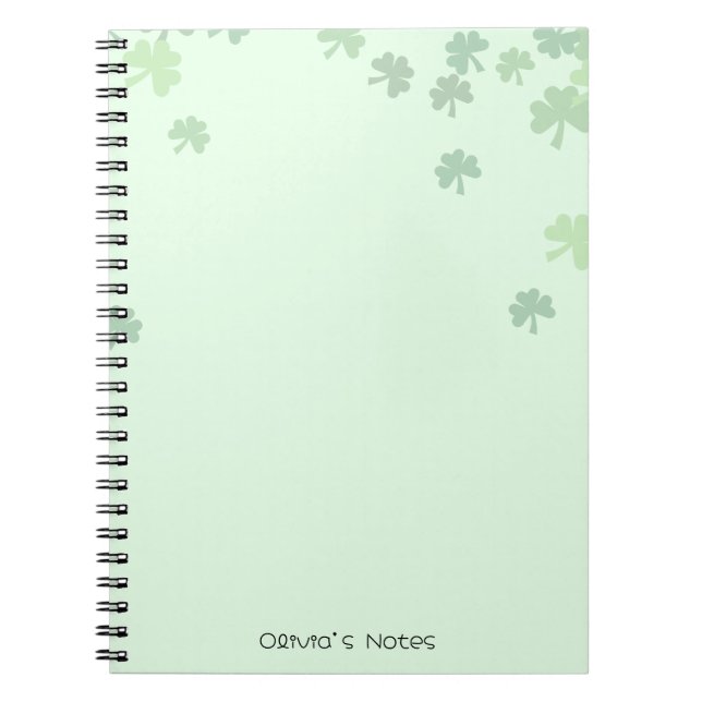 St patrick's day 3 leaf clover Green pastel Notebook (Front)