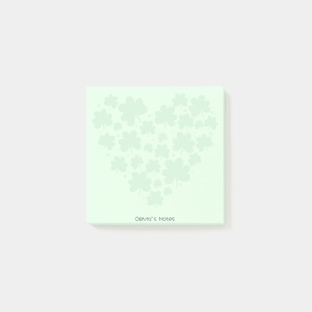 St patrick's day 3 leaf clover Heart Green pastel Post-it Notes (Front)