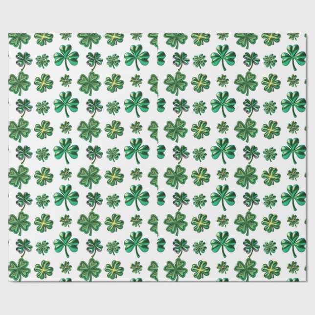 St. Patrick's Day 3D Irish Clover  Wrapping Paper (Seam)