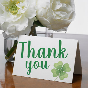St Patrick's Day 4 Leaf Clover Shamrock Thank You Card