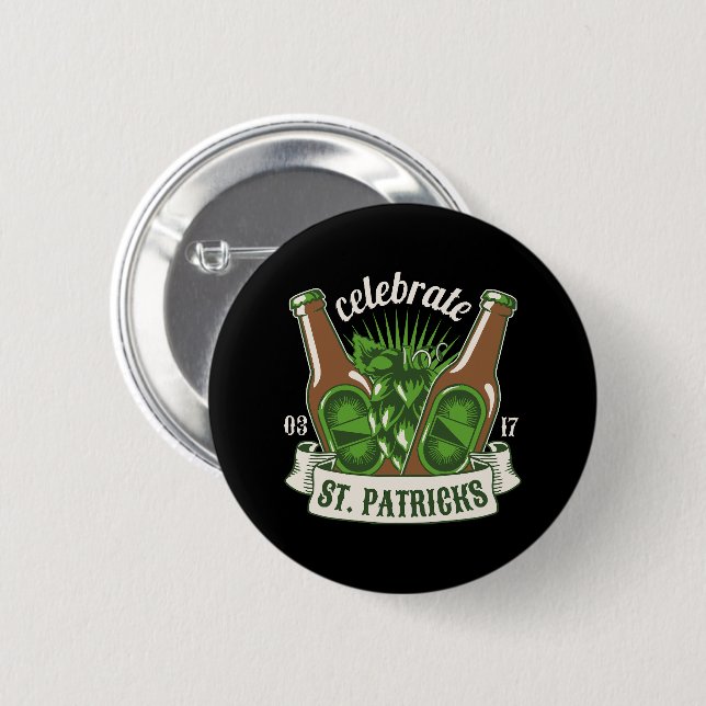 St patricks day 6 cm round badge (Front & Back)