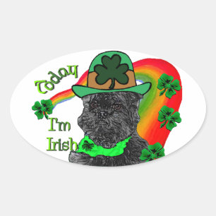 St Patrick's Day Affenpinscher Oval Sticker