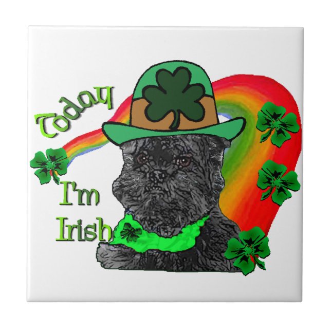 St Patrick's Day Affenpinscher Tile (Front)