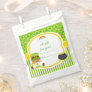 St Patrick's Day African American Boy Baby Shower Favour Bag