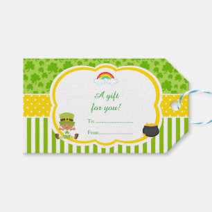 St Patrick's Day African American Boy Baby Shower Gift Tags