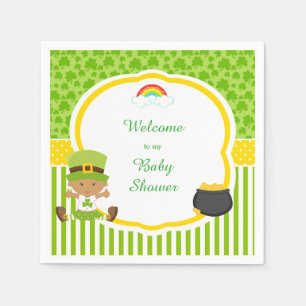 St Patrick's Day African American Girl Baby Shower Napkin