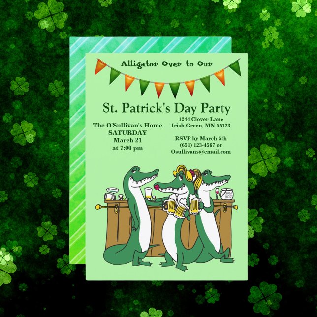 St. Patrick's Day Alligator Over to Our Party Invitation (St. Patrick's Day Alligator Over to Our Party Invitation)