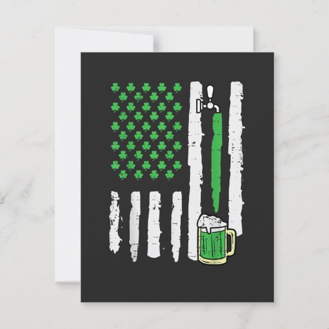 St Patricks Day America Flag Saint Card (Front)