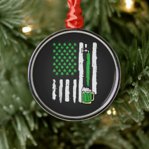 St Patricks Day America Flag Saint Metal Ornament