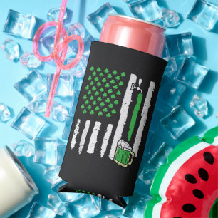 St Patricks Day America Flag Saint Seltzer Can Cooler
