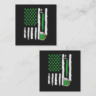 St Patricks Day America Flag Saint Square Business Card