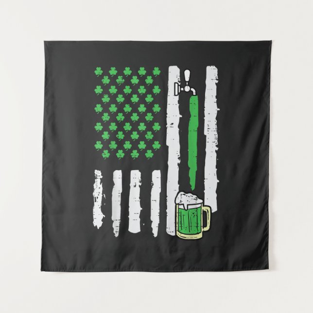St Patricks Day America Flag Saint Tapestry (Front)